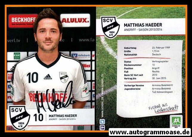 Autogramm Fussball | SC Verl | 2013 | Matthias HAEDER