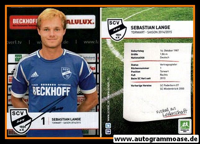 Autogramm Fussball | SC Verl | 2014 | Sebastian LANGE