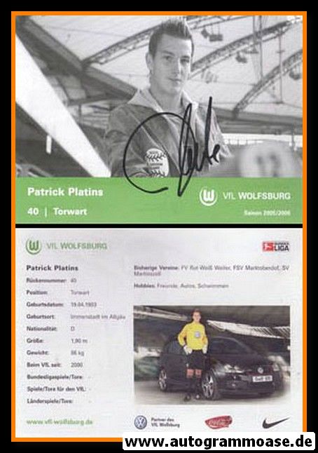 Autogramm Fussball | VfL Wolfsburg | 2005 | Patrick PLATINS