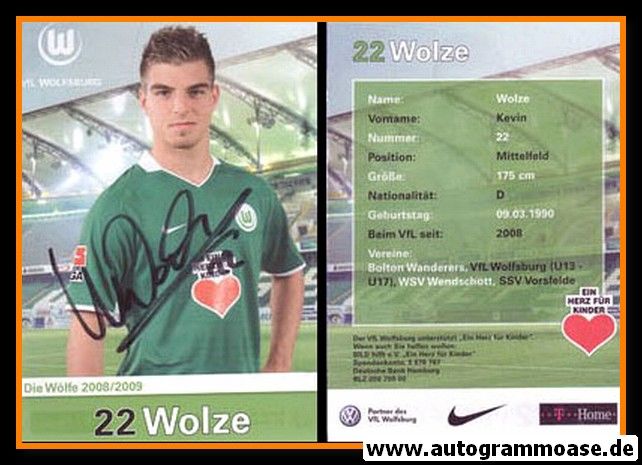 Autogramm Fussball | VfL Wolfsburg | 2008 | Kevin WOLZE