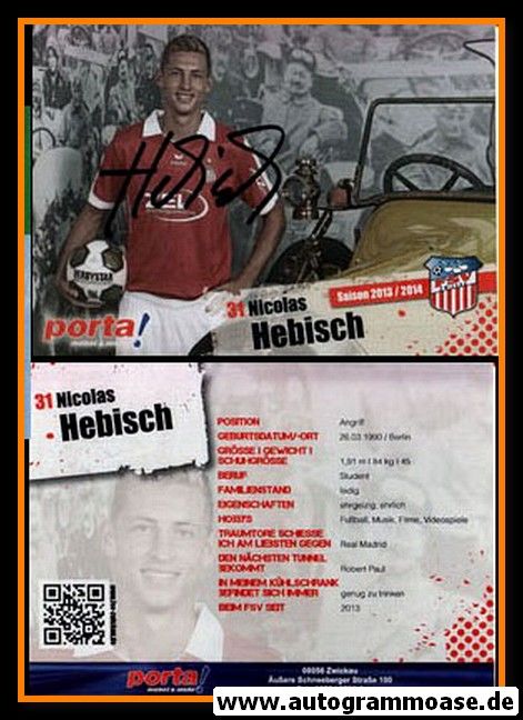 Autogramm Fussball | FSV Zwickau | 2013 | Nicolas HEBISCH