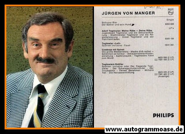 AK Schauspieler | Jürgen VON MANGER | 1980er (Portrait Color Philips)