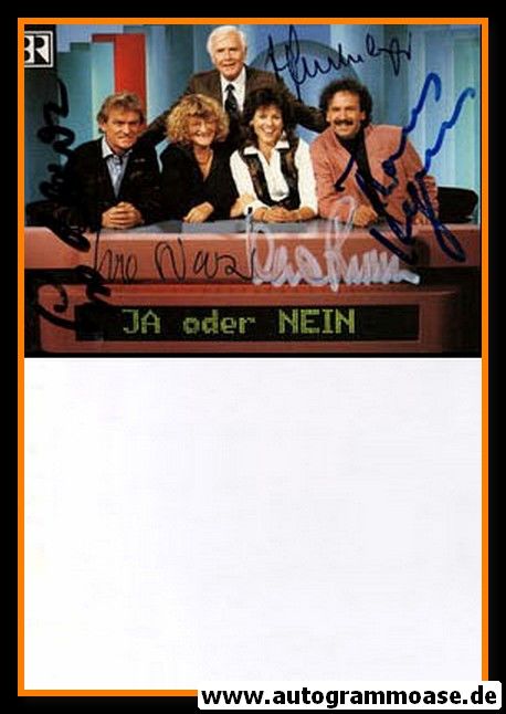 Autogramme TV | ARD | JA ODER NEIN + 5 AG | 1980er (Gruppenbild mit Fuchsberger)