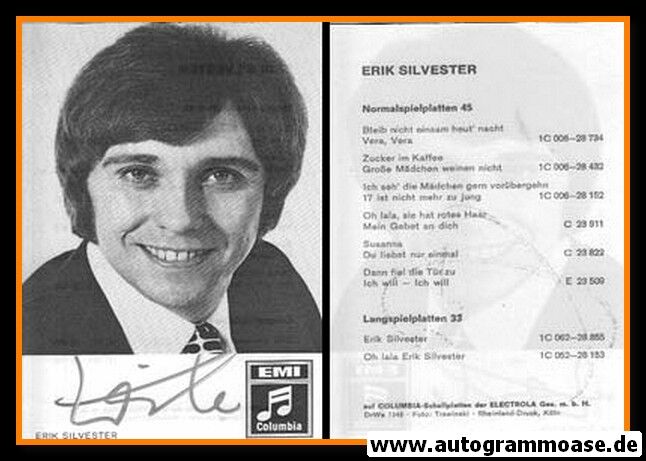 Autogramm Schlager | Erik SILVESTER | 1970 "Bleib Nicht Einsam Heut Nacht" (Portrait SW EMI)