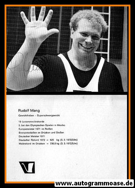 Autogramm Gewichtheben | Rudolf MANG | 1970er (Portrait SW)