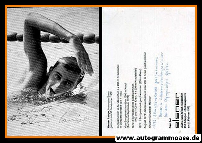 Autogramm Schwimmen | Werner LAMPE | 1970er (Portrait SW)