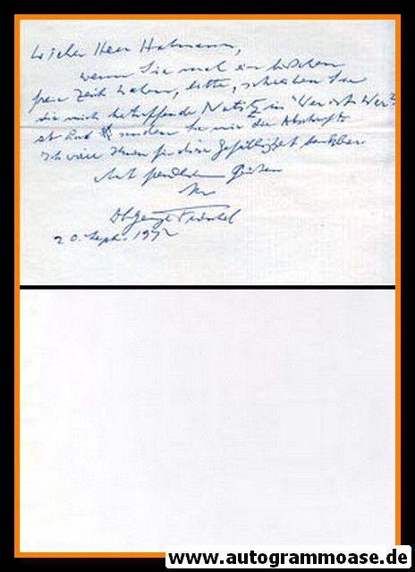 Autograph Literatur | George FROESCHEL | 1972 Brief (Oscar-Preisträger)