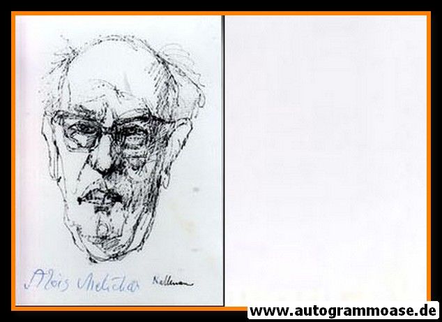 Autogramm Komponist | Alois MELICHAR | 1970er (Portrait SW Zeichnung)