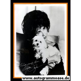 Autogramm Film (USA) | Elisabeth TAYLOR | 1993 Foto Druck (Portrait SW mit Hund)