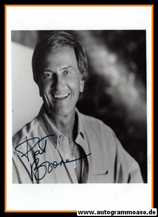 Autogramm Rock (USA) | Pat BOONE | 1990er Foto (Portrait SW XL)