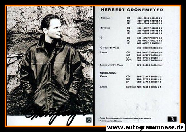 Autogramm Rock | Herbert GRÖNEMEYER | 1993 "Chaos" (EMI)