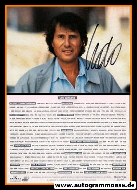 Autogramm Schlager | Udo JÜRGENS | 1992 "Na Und" (Portrait Color BMG)