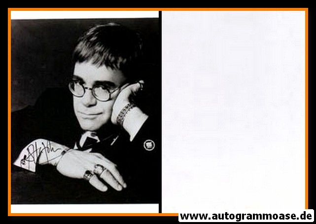 Autogramm Pop (UK) | Elton JOHN | 1980er Foto Druck (Portrait SW)