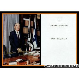 Autogramm Politik | Israel | Chaim HERZOG | Präsident 1983-1993 | 1980er Foto (Portrait Color)