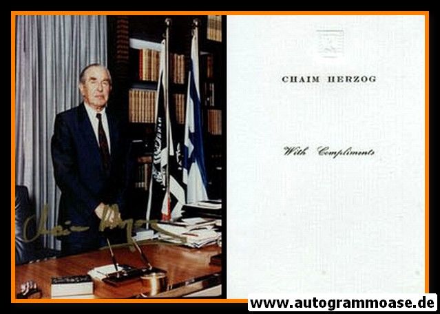 Autogramm Politik | Israel | Chaim HERZOG | Präsident 1983-1993 | 1980er Foto (Portrait Color)