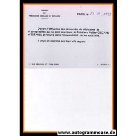 Dokument Politik | Frankreich | Giscard D´ESTAING (Schreiben)