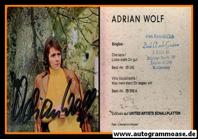 Autogramm Schlager | Adrian WOLF | 1971 "Che Sara" (UA) Color