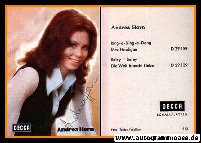 Autogramm Schlager | Andrea HORN | 1972 "Ring" (Decca)