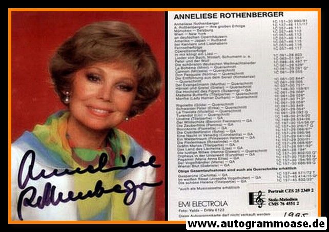 Autogramm Klassik | Anneliese ROTHENBERGER | 1990er (Portrait Color EMI) Diskografie 2