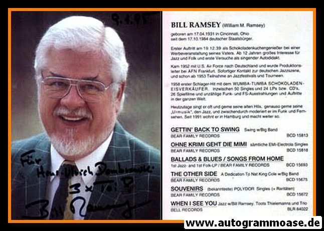 Autogramm Schlager | Bill RAMSEY | 1990er (Portrait Color) Schröder