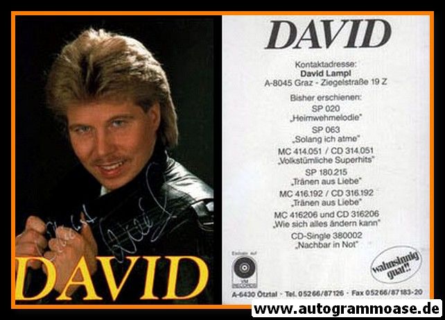 Autogramm Volksmusik | David LAMPL | 1980er "Heimwehmelodie" (VM)