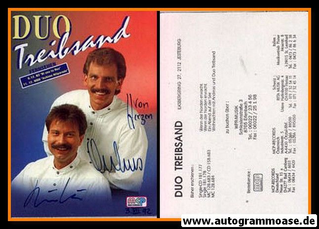 Autogramme Schlager | DUO TREIBSAND | 1992 "Wenn Der Norden" (MCP)