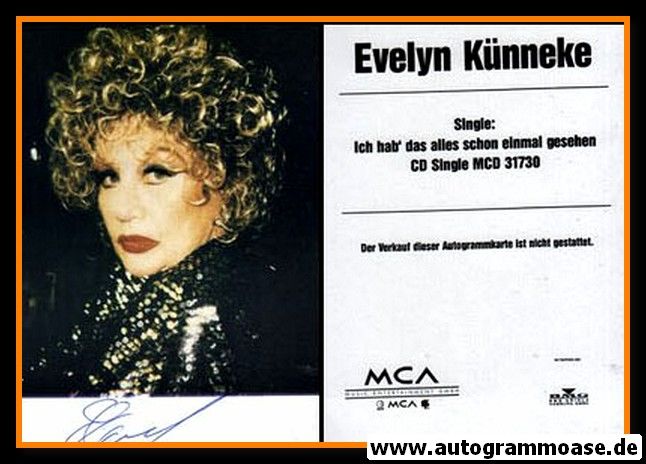 Autogramm Schlager | Evelyn KÜNNEKE | 1994 "Ich Hab Das Alles" (MCA)