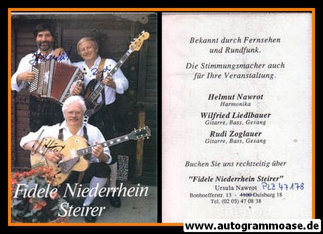 Autogramme Volksmusik | FIDELE NIEDERRHEIN STEIRER | 1990er (Portrait Color) 