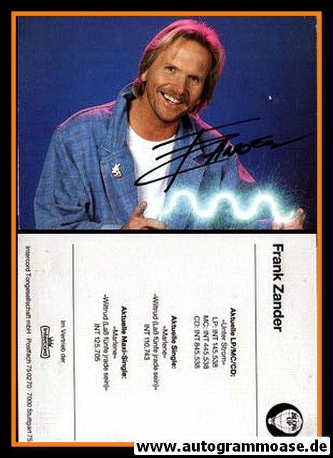 Autogramm Schlager | Frank ZANDER | 1988 "Unter Strom" (Portrait Color Intercord)