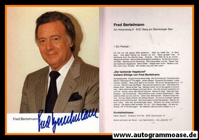Autogramm Schlager | Fred BERTELMANN | 1990er (Portrait Color) 3