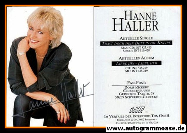 Autogramm Schlager | Hanne HALLER | 1994 "Liebe Hin Liebe Her" (Intercord)