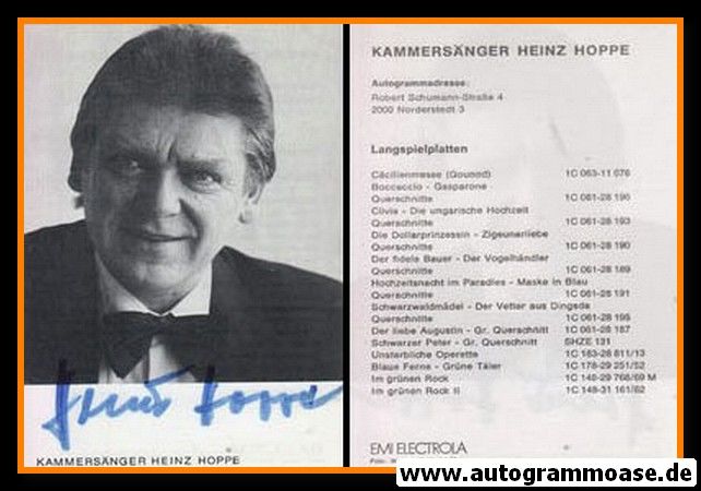 Autogramm Klassik | Heinz HOPPE | 1980er "Im Grünen Rock II" (Portrait SW) EMI