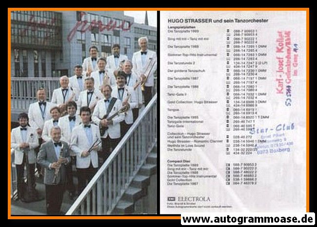 Autogramm Orchester | Hugo STRASSER | 1989 "Tanzplatte" (EMI)