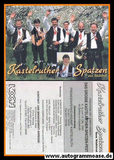 Autogramme Volksmusik | KASTELRUTHER SPATZEN | 1993 (Portrait Color) Koch 