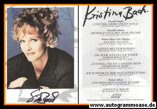 Autogramm Schlager | Kristina BACH | 1994 "Und Die Erde Steht Still" (Intercord)