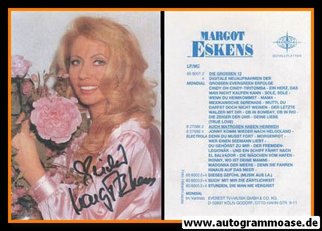 Autogramm Schlager | Margot ESKENS | 1980er "Stunden Die Man Nie Vergisst" (Mondial)