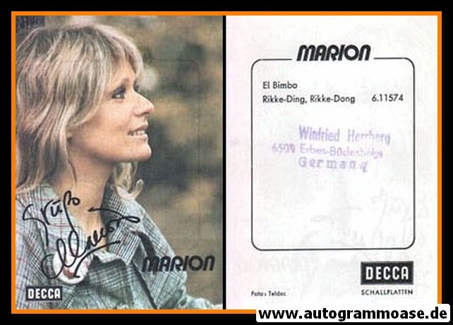 Autogramm Schlager | Marion MAERZ | 1975 "El Bimbo" (Portrait Color Decca)