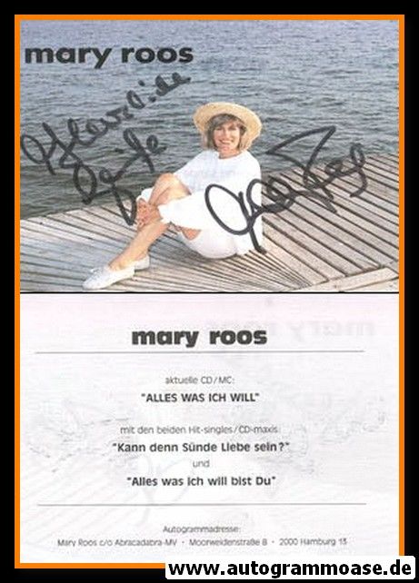 Autogramm Schlager | Mary ROOS | 1993 "Alles Was Ich Will"
