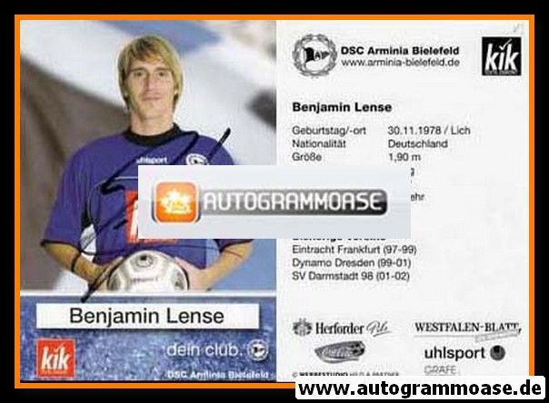 Autogramm Fussball | DSC Arminia Bielefeld | 2003 | Benjamin LENSE