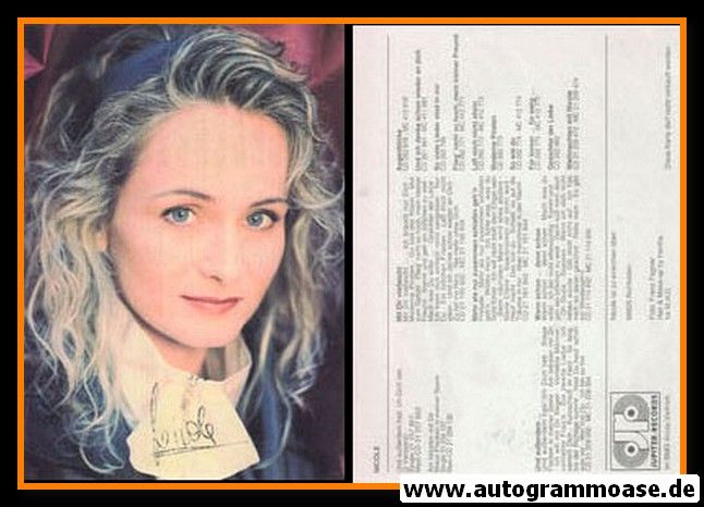 Autogramm Schlager | NICOLE | 1994 "Und Ausserdem" (Portrait Color Jupiter)