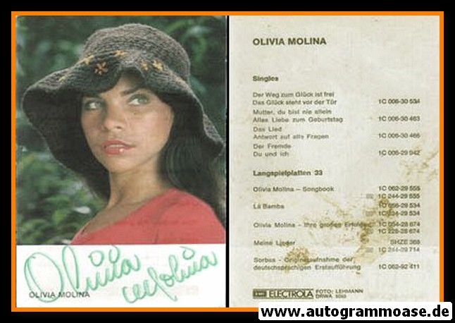 Autogramm Schlager | Olivia MOLINA | 1974 "Der Weg Zum Glück" (EMI)