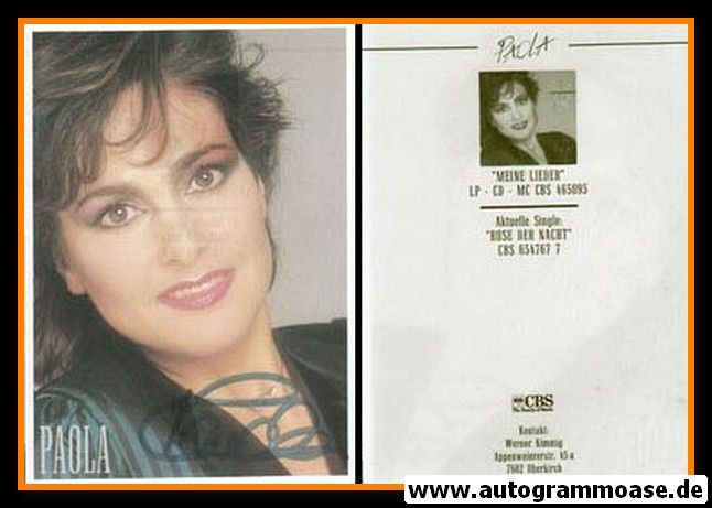 Autogramm Schlager | PAOLA | 1989 "Meine Lieder" (CBS) Color