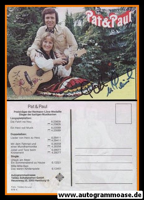 Autogramme Volksmusik | PAT & PAUL | 1974 "Ein Herz Voll Musik" (Teldec)