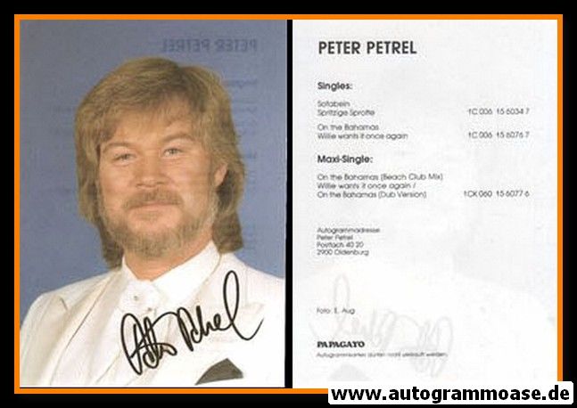 Autogramm Schlager | Peter PETREL | 1986 "On The Bahamas" (Portrait Color Papagayo)