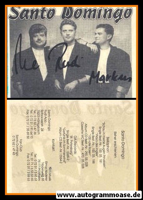 Autogramme Schlager | SANTO DOMINGO | 1991 "Schau In Meine Augen"