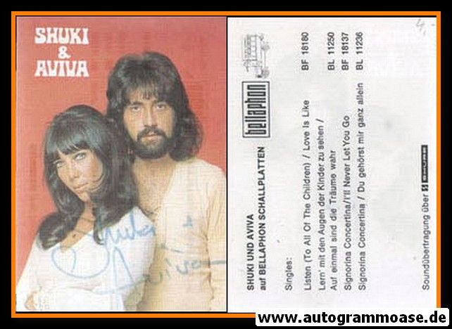 Autogramme Schlager | SHUKI & AVIVA | 1973 "Listen" (Bellaphon)