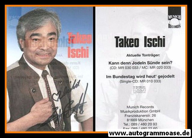 Autogramm Volksmusik | Takeo ISCHI | 1996 "Kann Denn Jodeln Sünde Sein" (Portrait Color Koch)