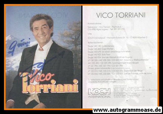Autogramm Schlager | Vico TORRIANI | 1991 "Zähl Die Freunde" (Portrait Color Koch) 1