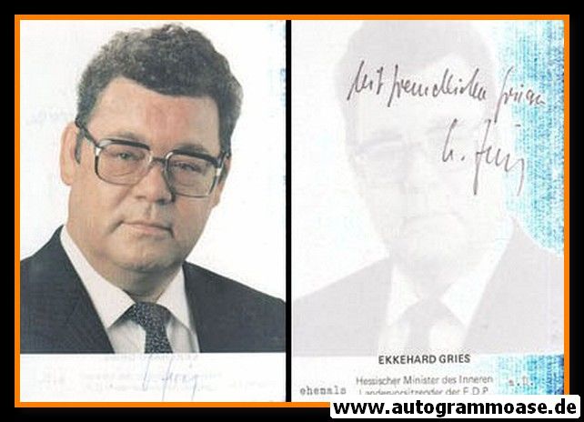 Autogramm Politik | FDP | Ekkehard GRIES | 1980er (Portrait Color) 1