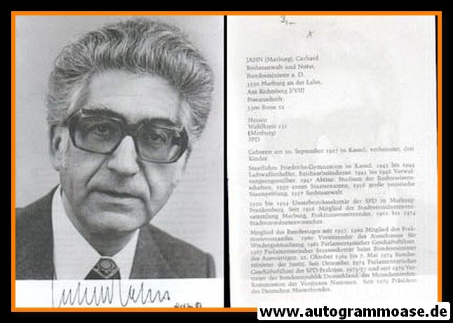 Autogramm Politik | SPD | Gerhard JAHN | 1980er (Lebenslauf)